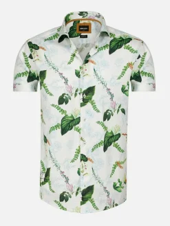 Wam Denim Parker Tailored Fit White Overhemd| Overhemd Korte Mouwen