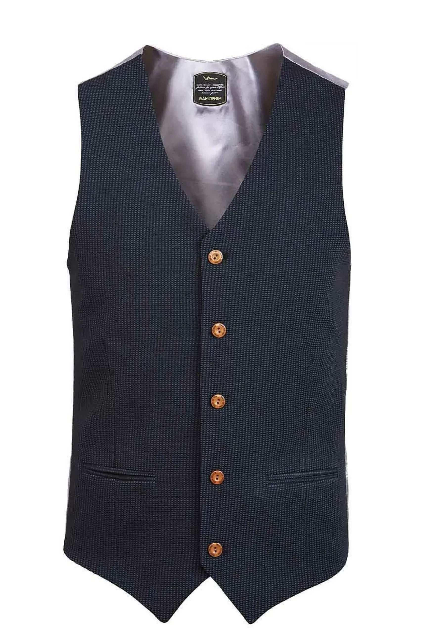 Wam Denim Plaid Vest Trieste 74094 Light Indigo| Gilets