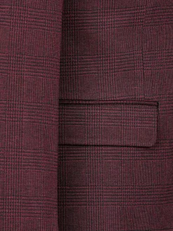 Wam Denim Red Wood Wide Lapel Dark Red Black Suit Colbert| Colberts