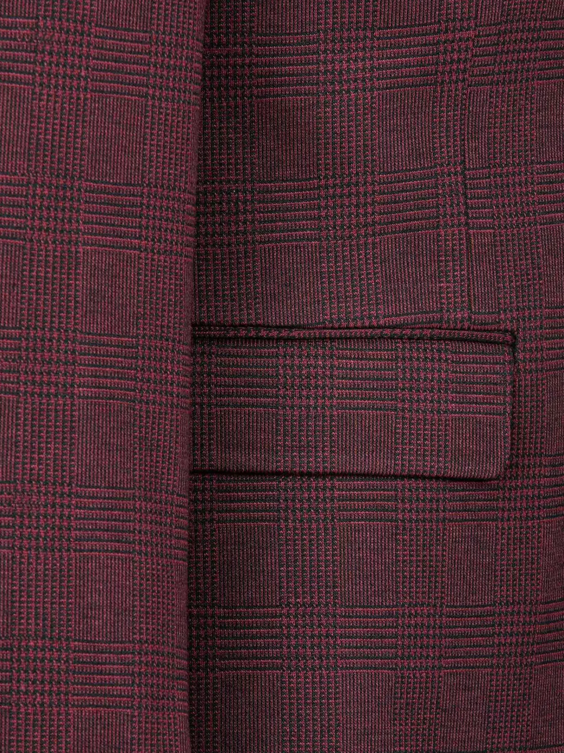 Wam Denim Red Wood Wide Lapel Dark Red Black Suit Colbert| Colberts