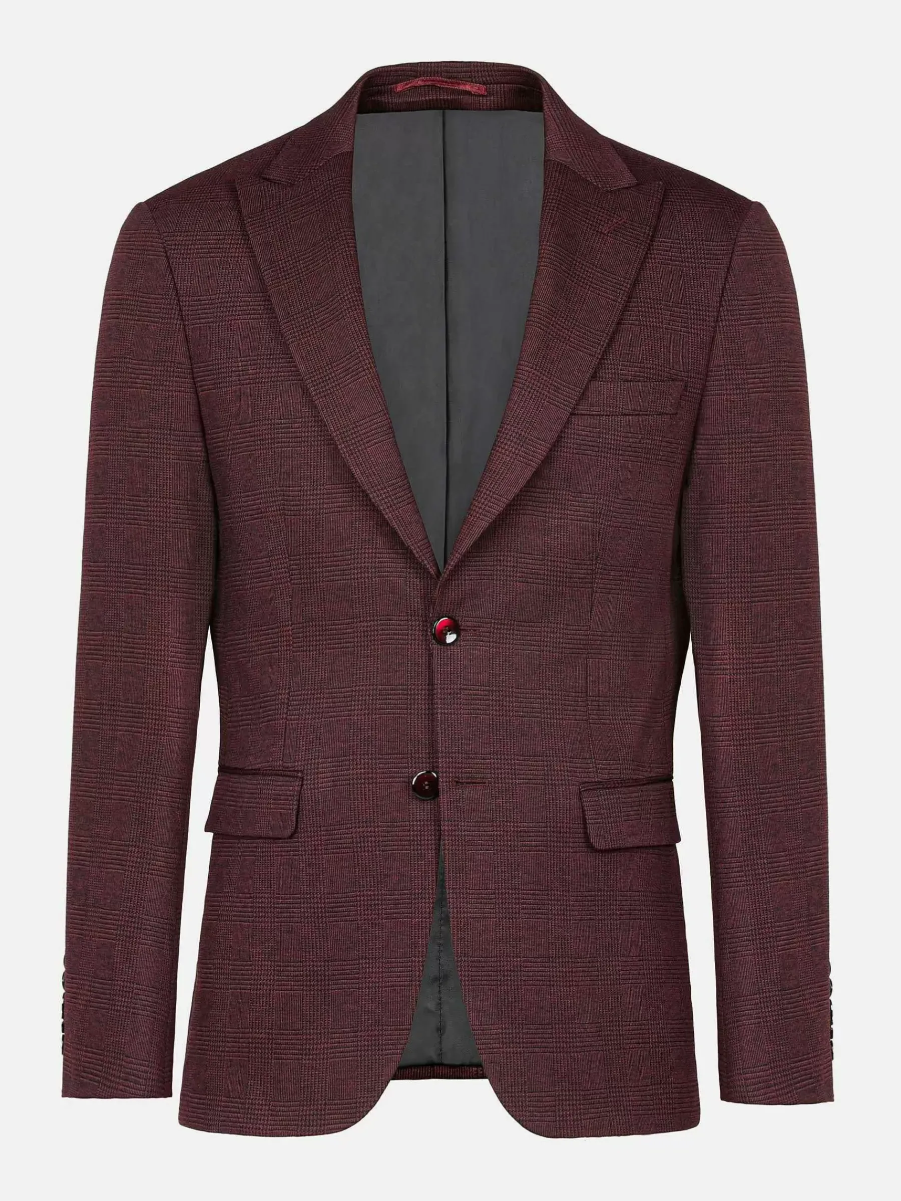 Wam Denim Red Wood Wide Lapel Dark Red Black Suit Colbert| Colberts