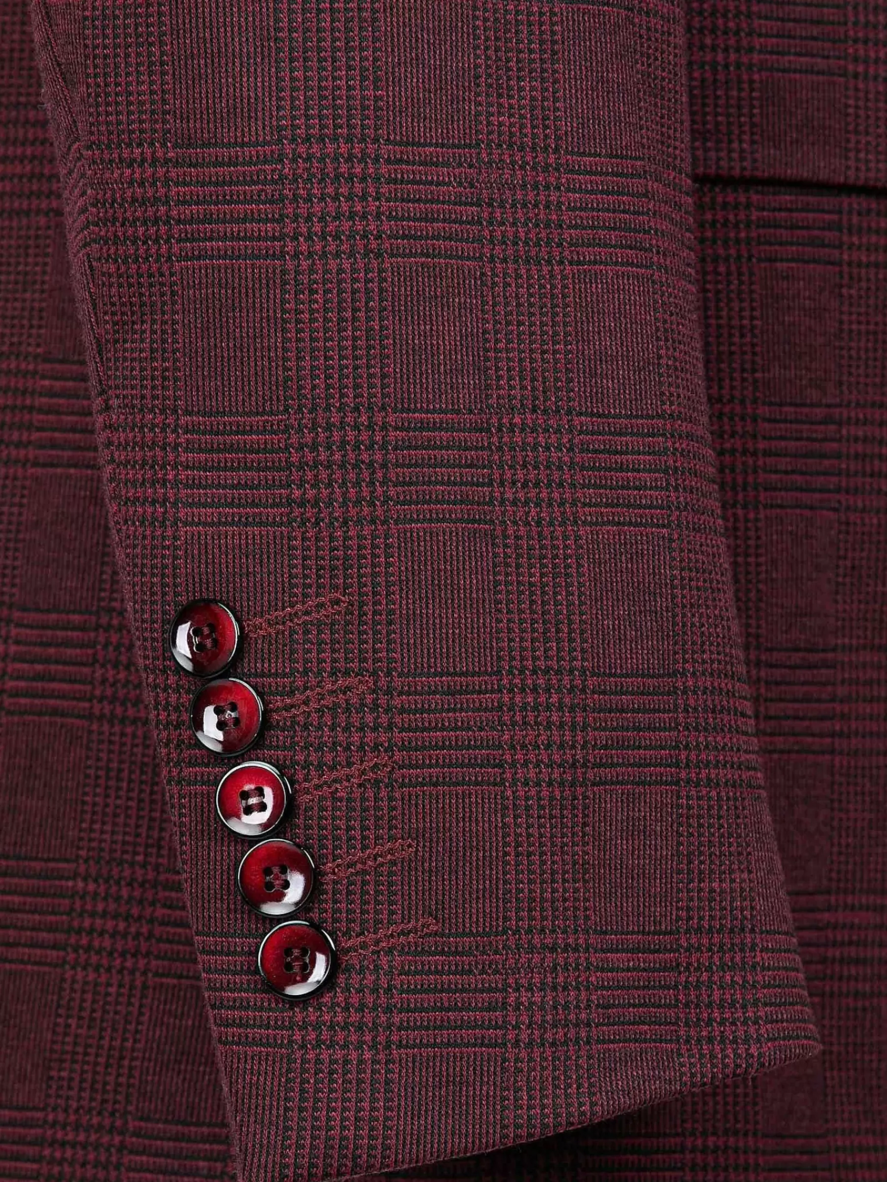 Wam Denim Red Wood Wide Lapel Dark Red Black Suit Colbert| Colberts