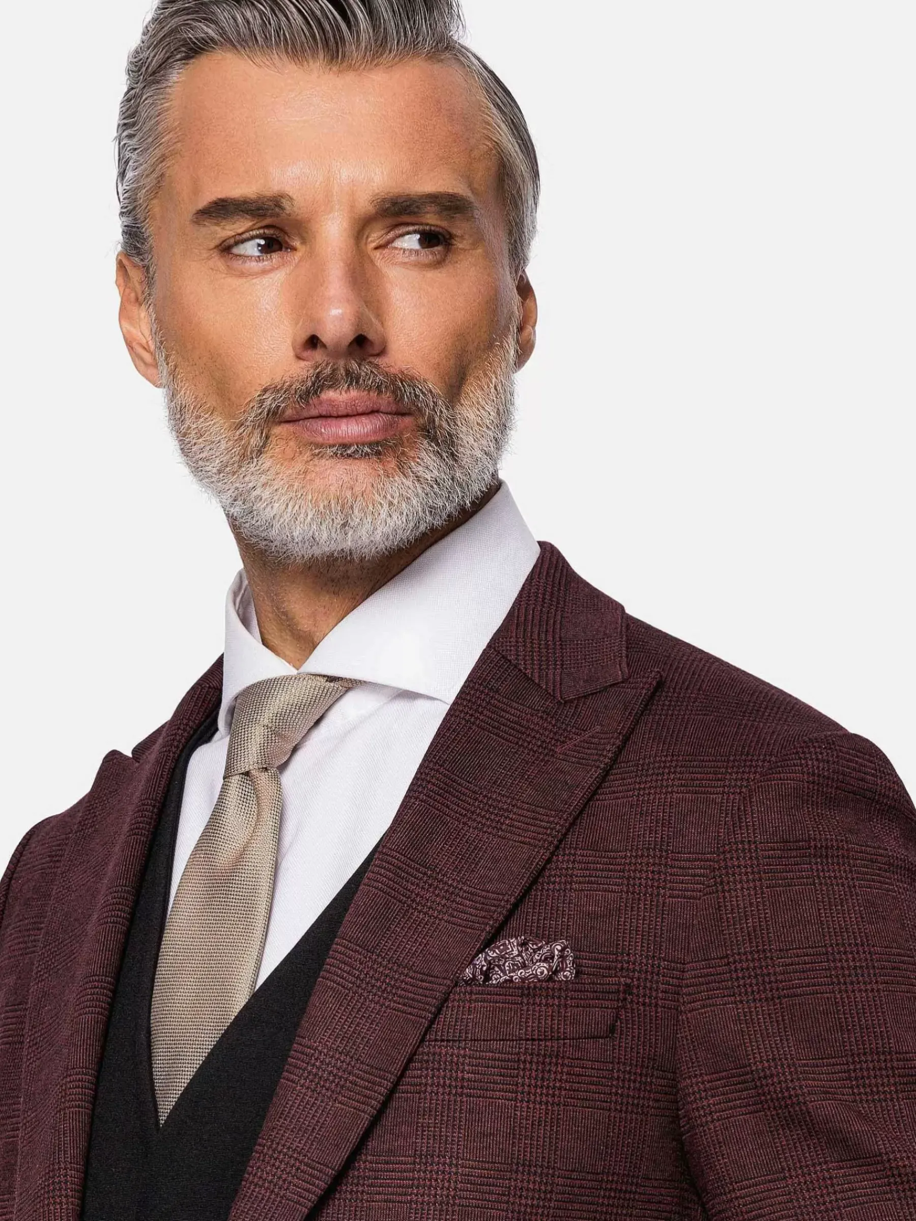 Wam Denim Red Wood Wide Lapel Dark Red Black Suit Colbert| Colberts