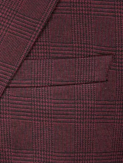 Wam Denim Red Wood Wide Lapel Dark Red Black Suit Colbert| Colberts