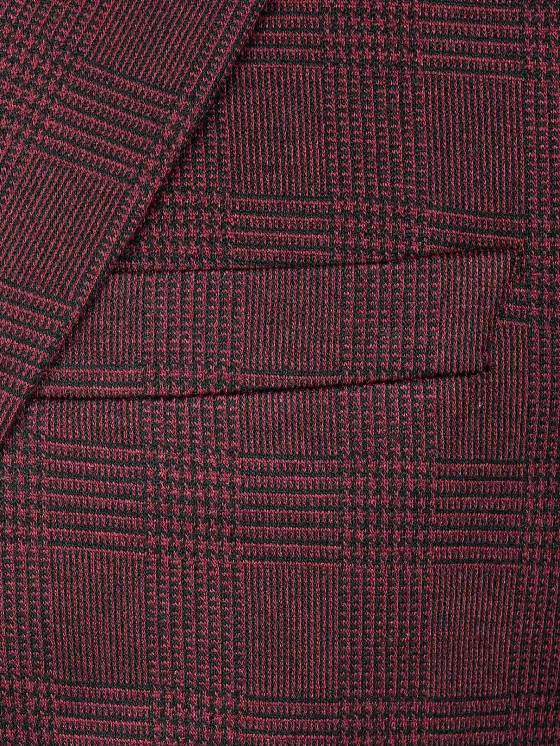 Wam Denim Red Wood Wide Lapel Dark Red Black Suit Colbert| Colberts