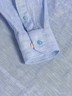 Wam Denim Redention Linen Blue Overhemd Lange Mouw| Overhemd Lange Mouwen