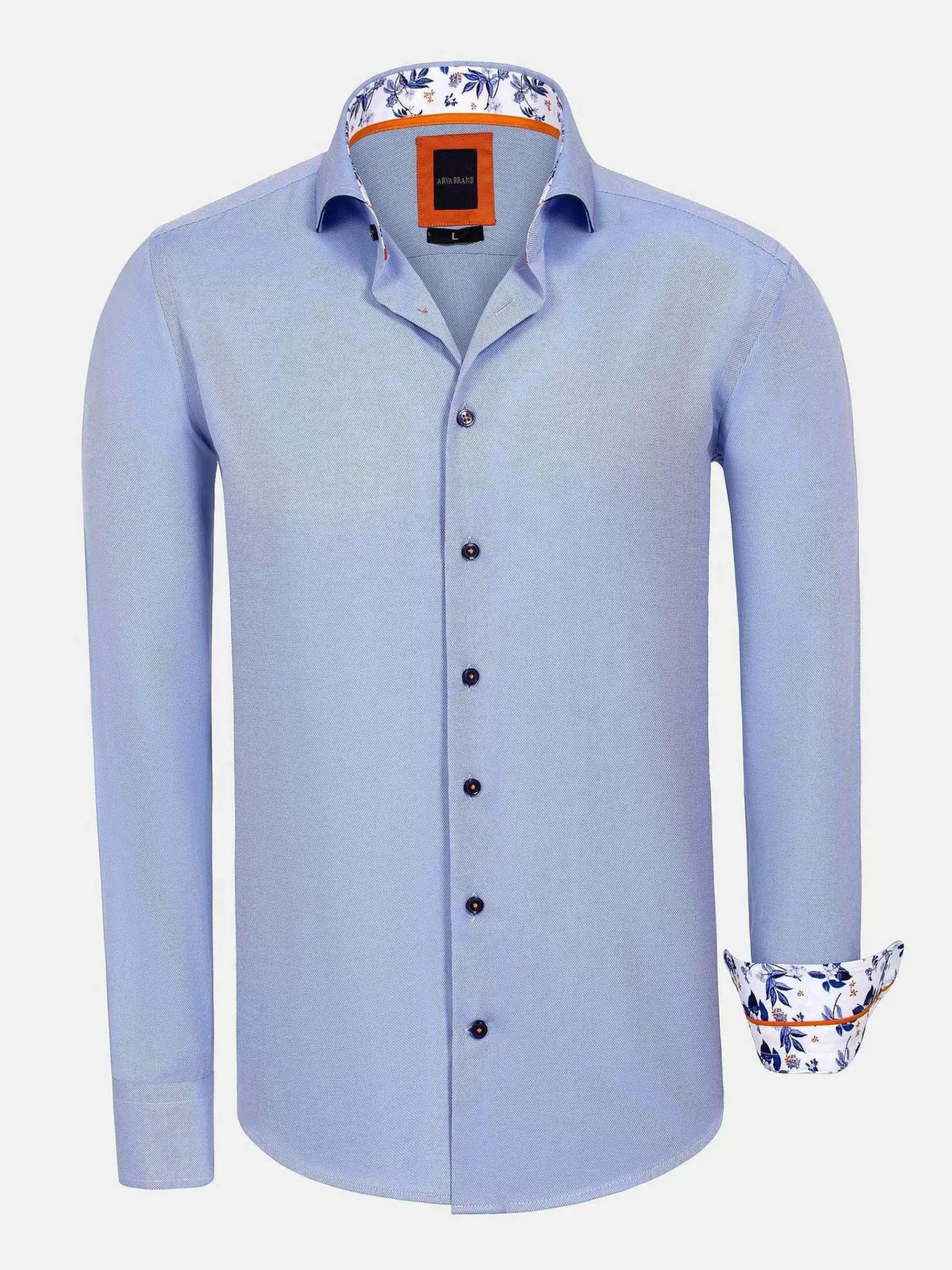 Wam Denim Redon Blue Poplin Plain Overhemd Longe Mouw| Overhemd Lange Mouwen