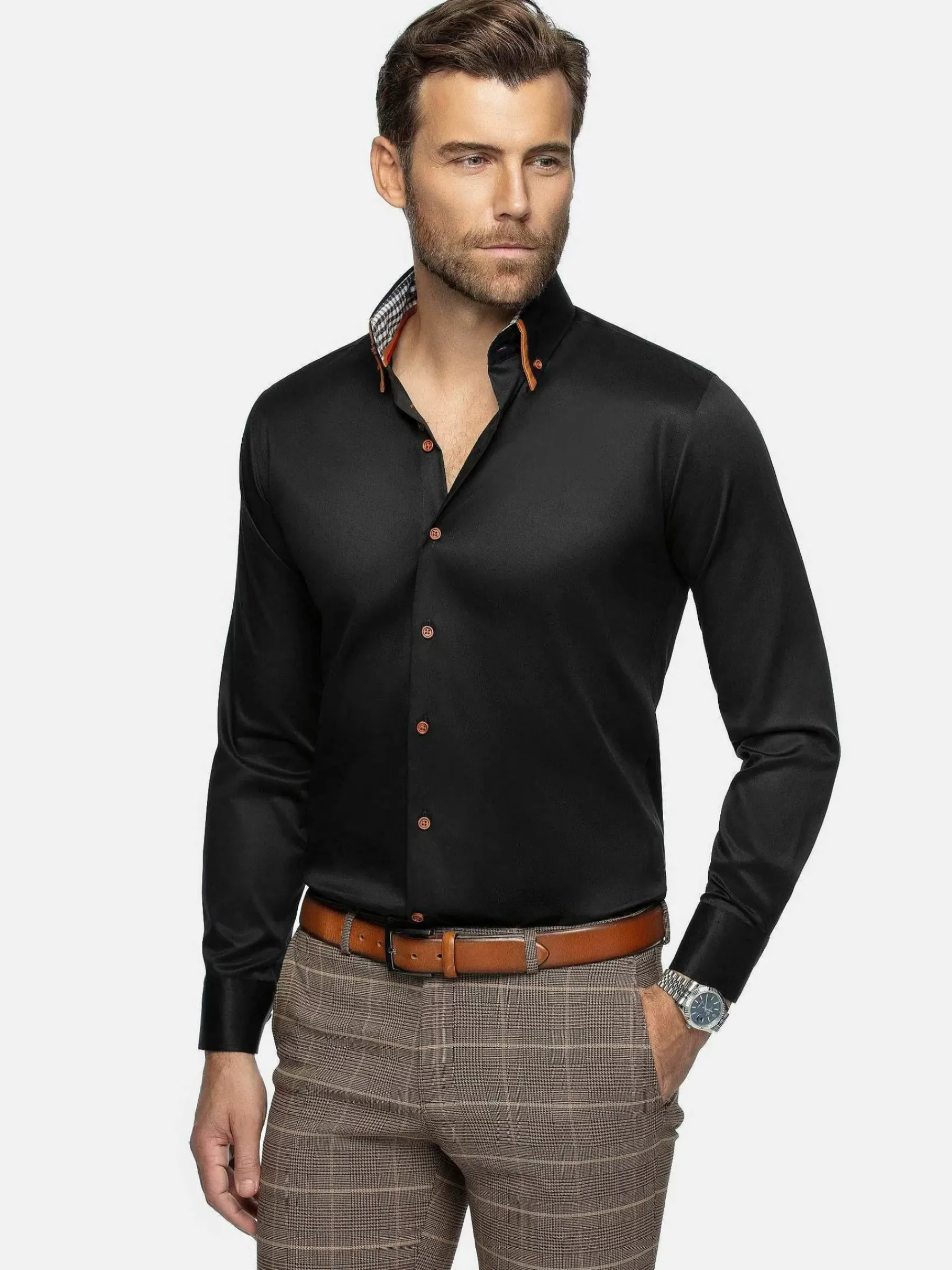 Wam Denim Romney Solid Black Overhemd Lange Mouw| Overhemd Lange Mouwen