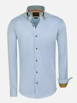 Wam Denim Romney Solid Light Blue Overhemd Lange Mouw| Overhemd Lange Mouwen