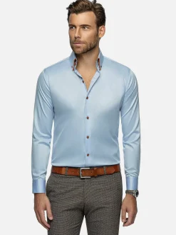 Wam Denim Romney Solid Light Blue Overhemd Lange Mouw| Overhemd Lange Mouwen