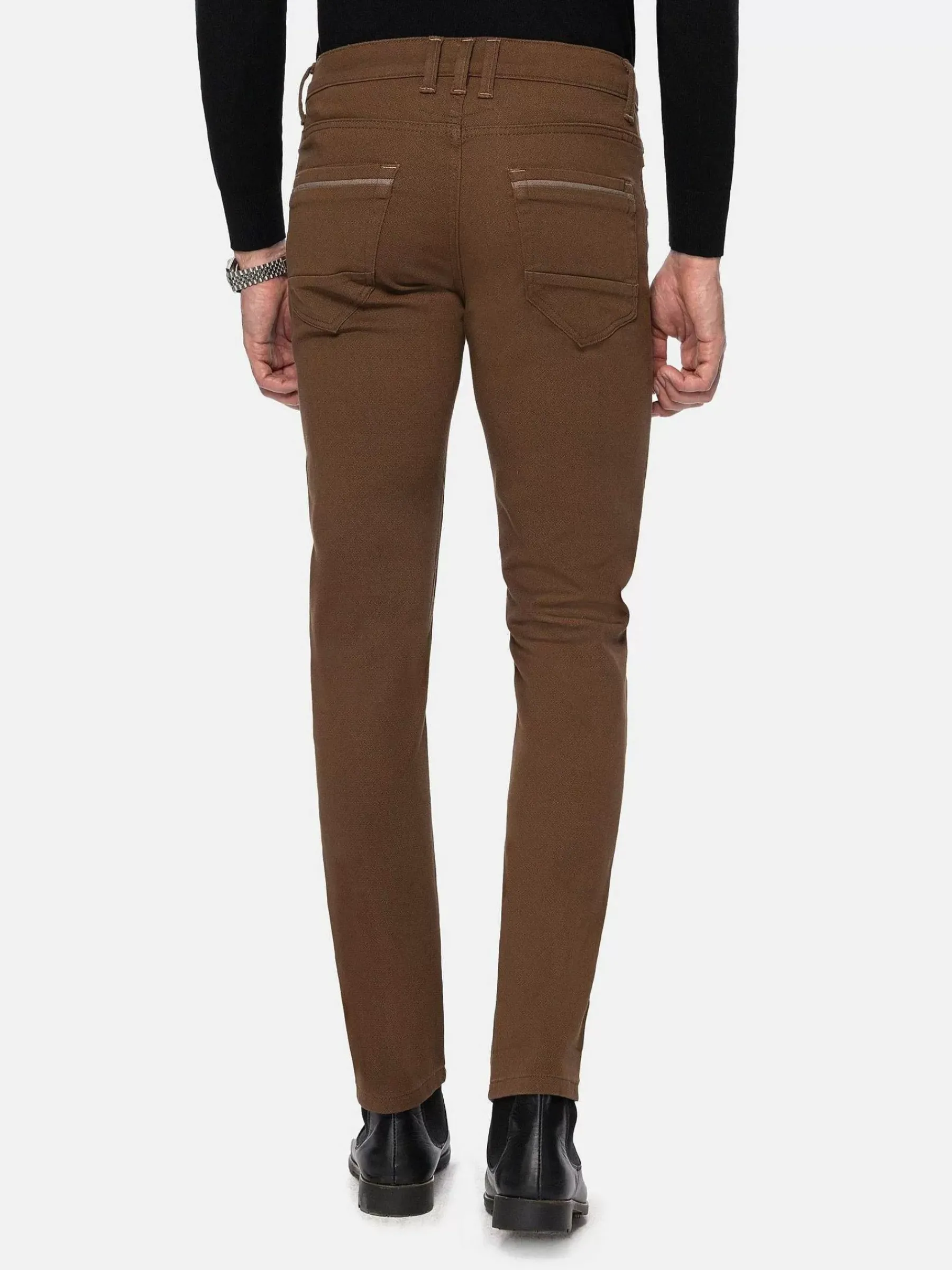 Wam Denim Santiago Slim Fit Textured Brown Jeans| Jeans