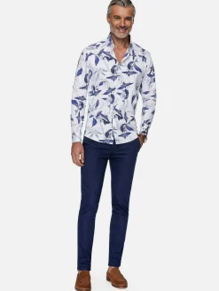 Wam Denim Santorini White Floral Print Overhemd Lange Mouw| Overhemd Lange Mouwen