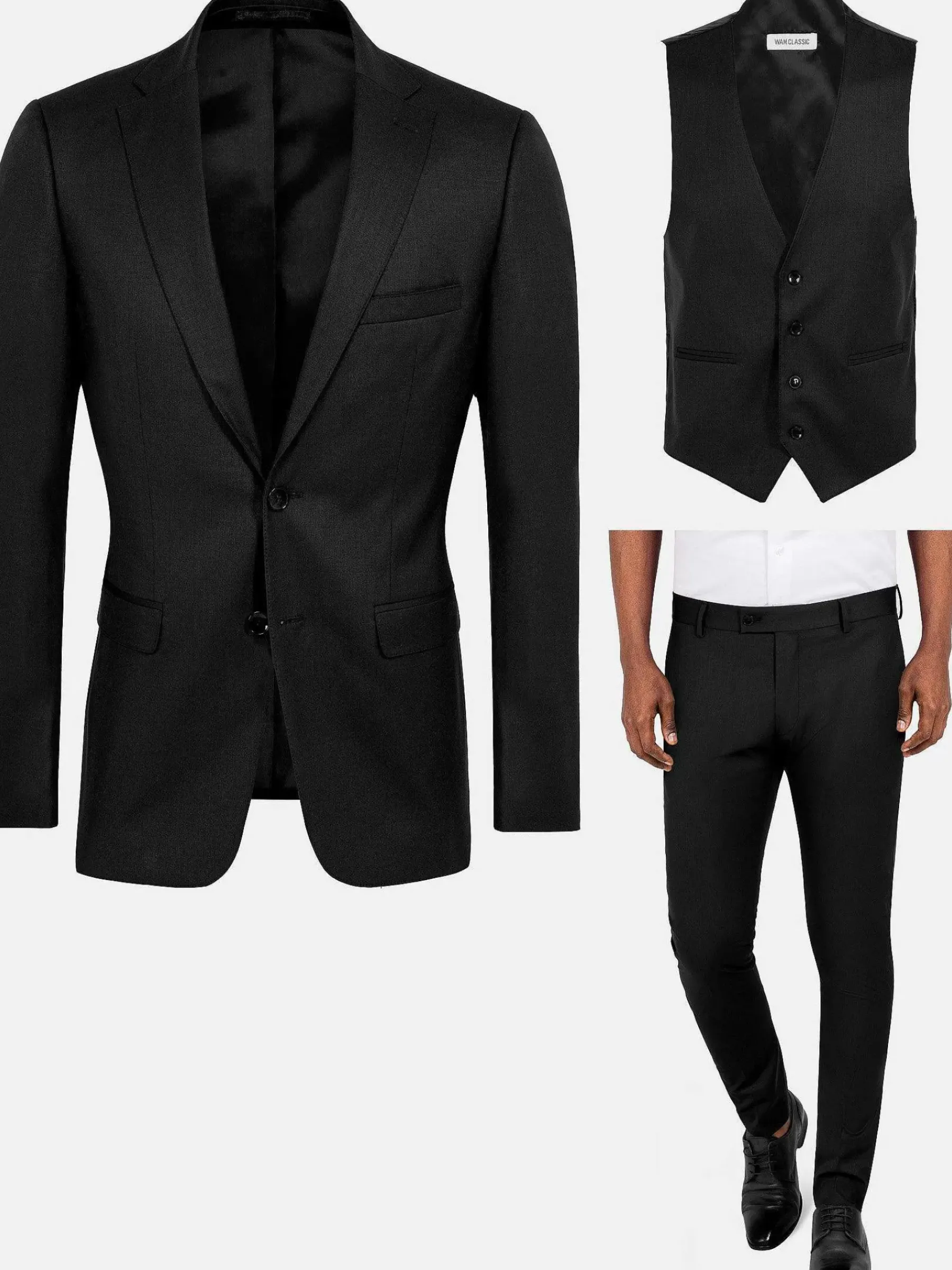 Wam Denim Scottsville Notch Lapel Black Suit Colbert| Colberts