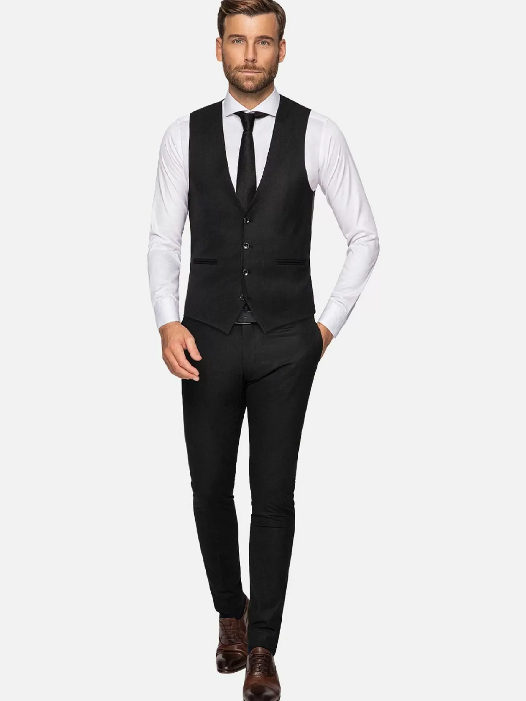 Wam Denim Scottsville Slim Fit Black Suit Gilet| Vesten