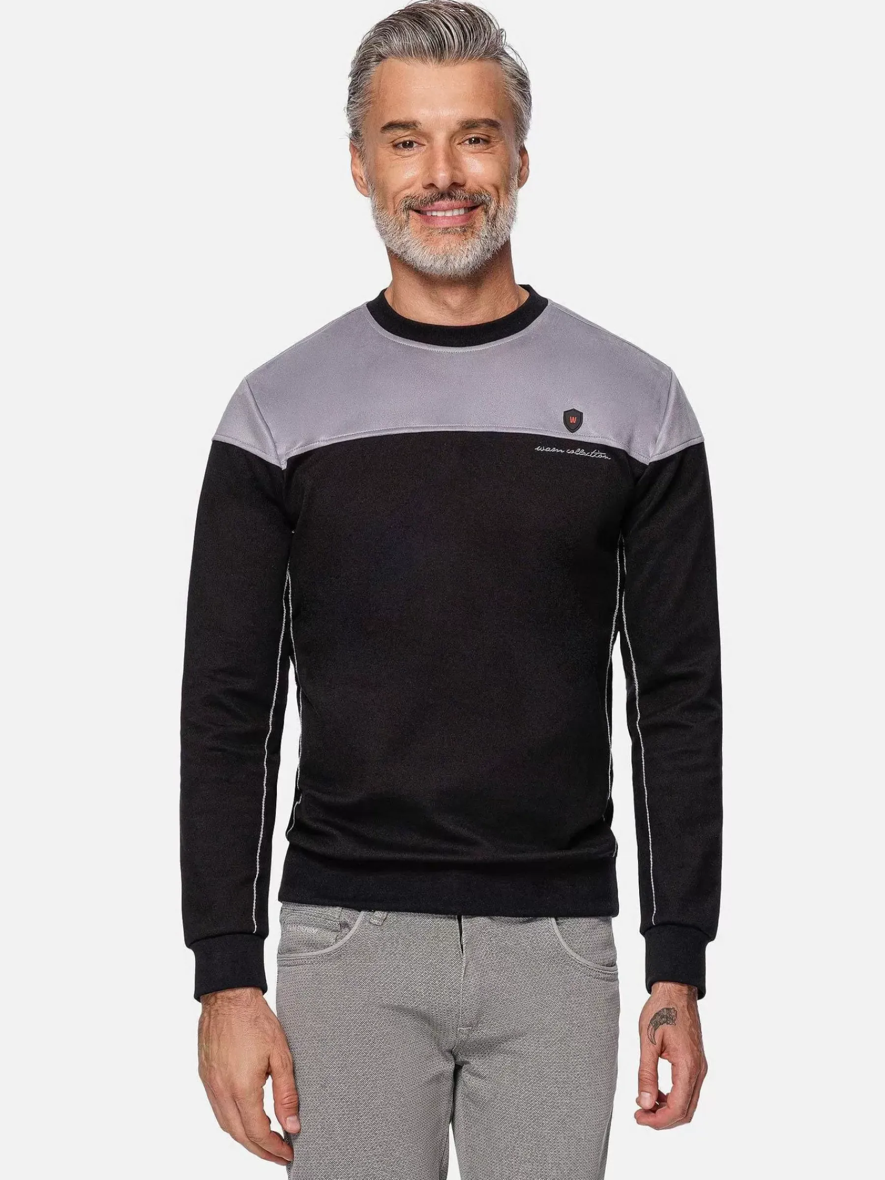 Wam Denim Sedona Round-Neck Grey Black Sweater| Sweaters