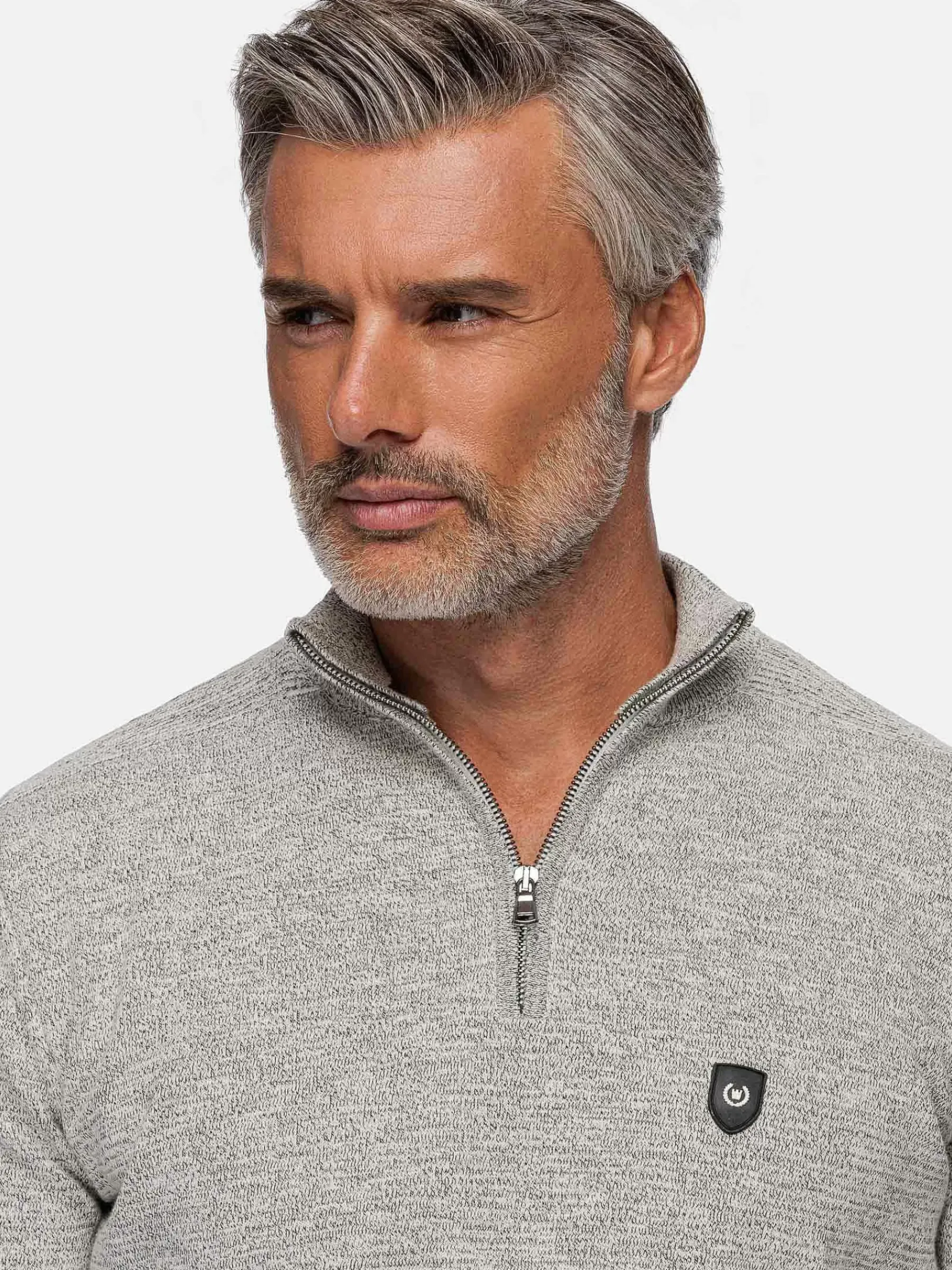 Wam Denim Sharon Half Zip Grey Sweater| Sweaters