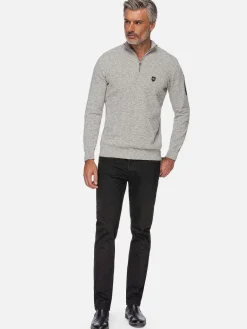 Wam Denim Sharon Half Zip Grey Sweater| Sweaters