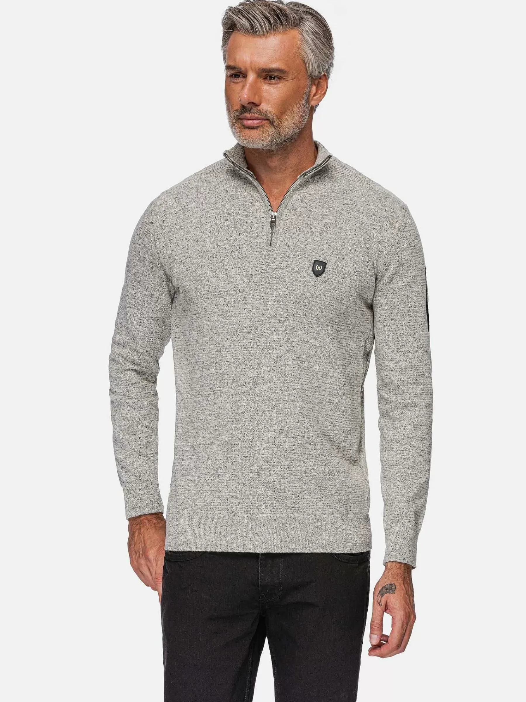 Wam Denim Sharon Half Zip Grey Sweater| Sweaters