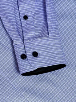 Wam Denim Sky Lake Royal Blue Micro Patterned Overhemd Lange Mouw| Overhemd Lange Mouwen