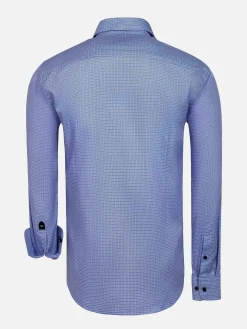 Wam Denim Sky Lake Royal Blue Micro Patterned Overhemd Lange Mouw| Overhemd Lange Mouwen