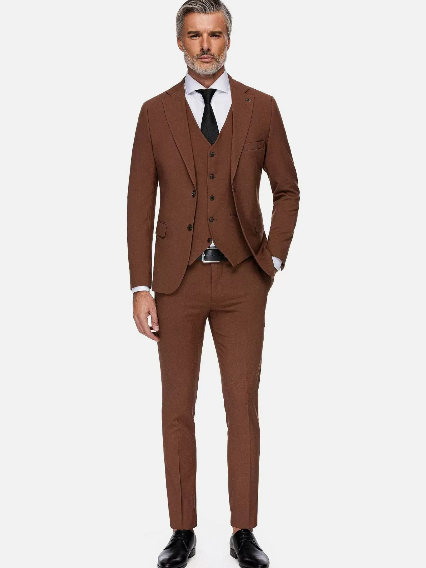 Wam Denim Slim Fit Brown Textured Colbert| Colberts