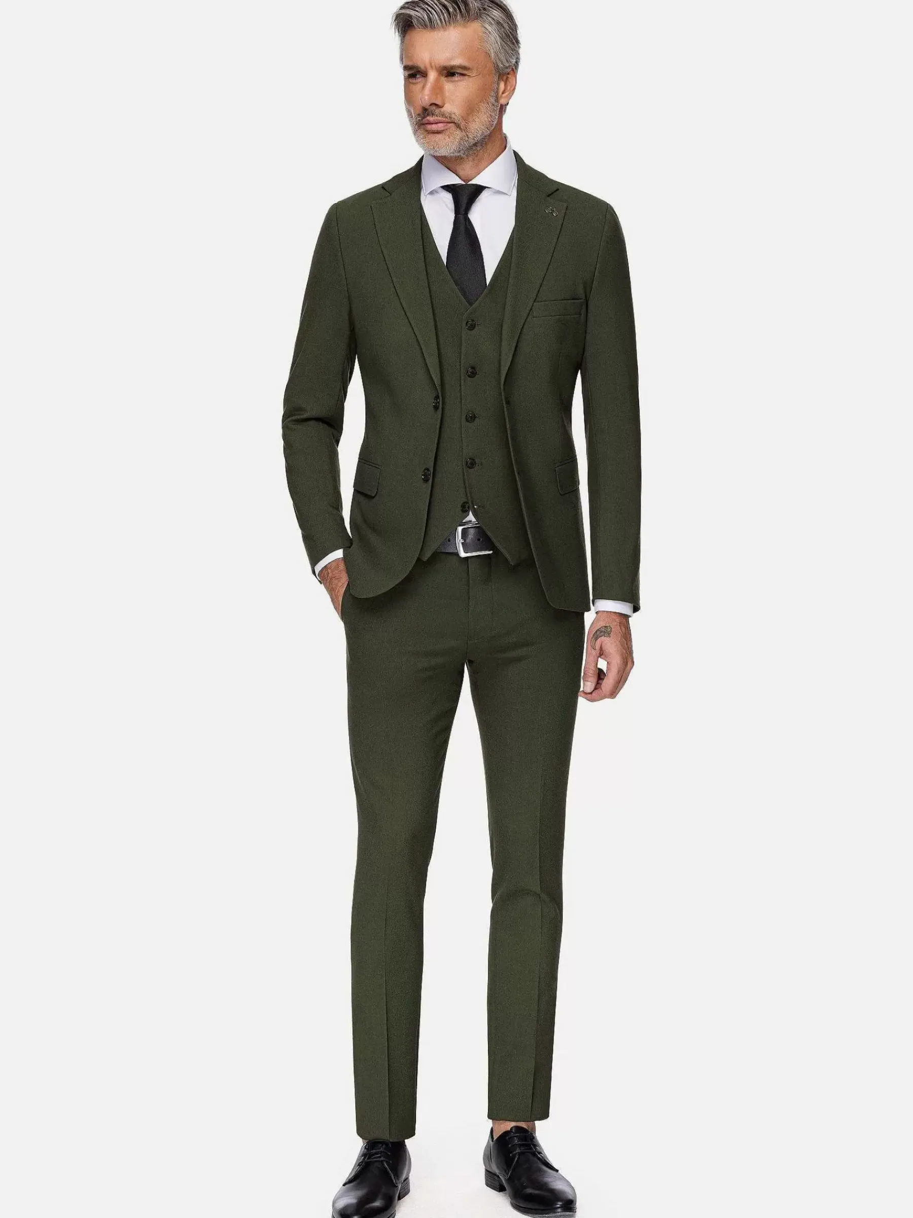 Wam Denim Slim Fit Khaki Textured Colbert| Colberts