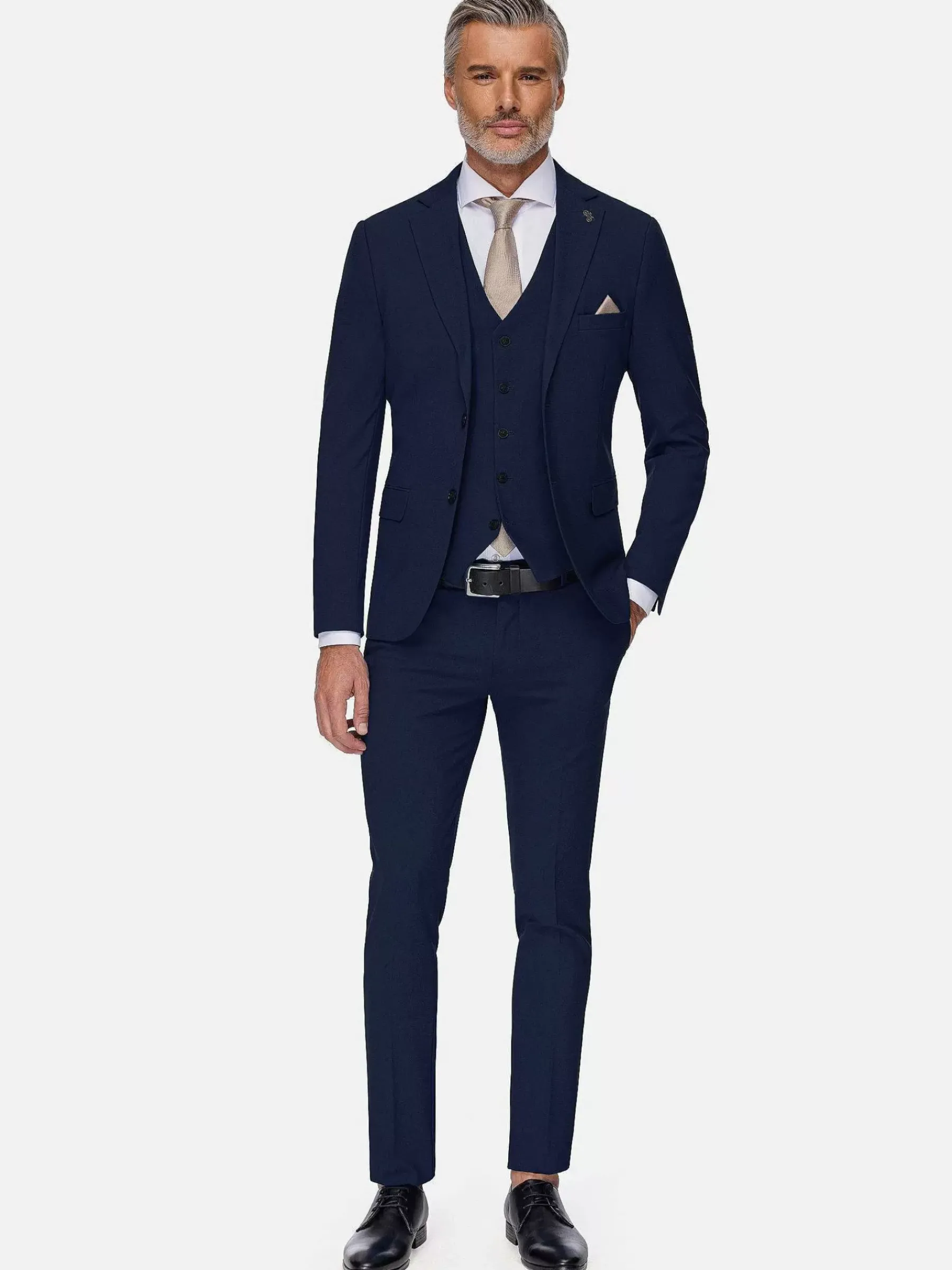 Wam Denim Slim Fit Navy Textured Colbert| Colberts