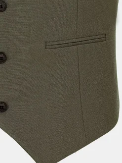 Wam Denim Slim Fit Textured Khaki Gilet| Gilets