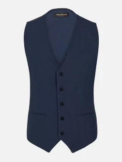 Wam Denim Slim Fit Textured Navy Gilet| Gilets