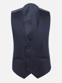 Wam Denim Slim Fit Textured Navy Gilet| Gilets