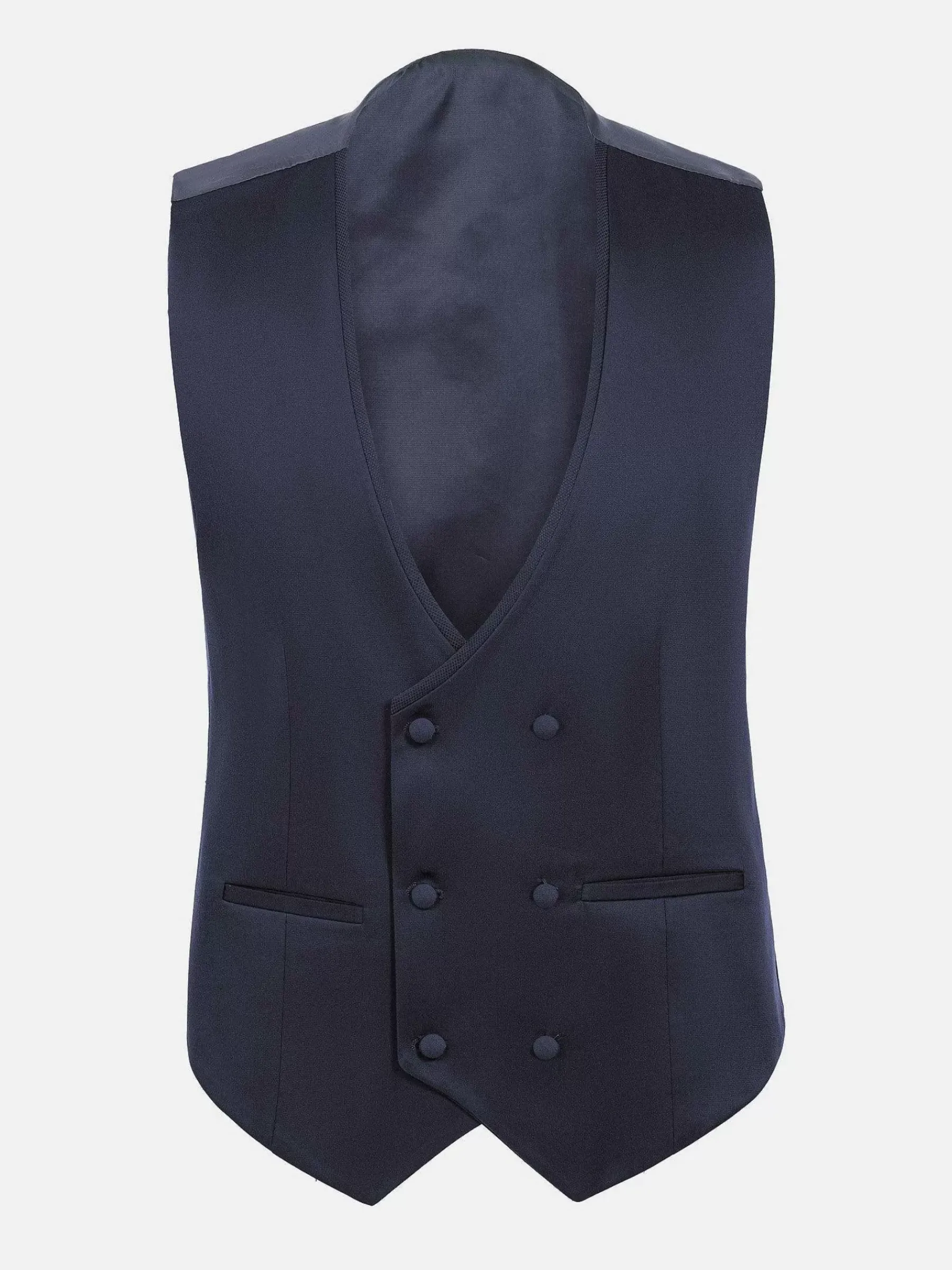 Wam Denim Slim Fit Textured Navy Gilet| Gilets