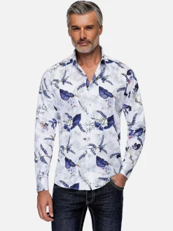 Wam Denim Sullivan White Floral Print Overhemd Lange Mouw| Overhemd Lange Mouwen