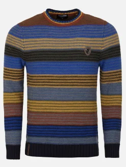 Wam Denim Sweater 77517 Puebla Royal Blue Yellow| Truien