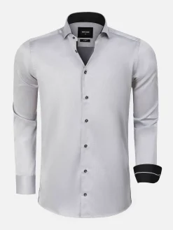 Wam Denim Terrassa Solid Grey Overhemd Lange Mouw| Overhemd Lange Mouwen