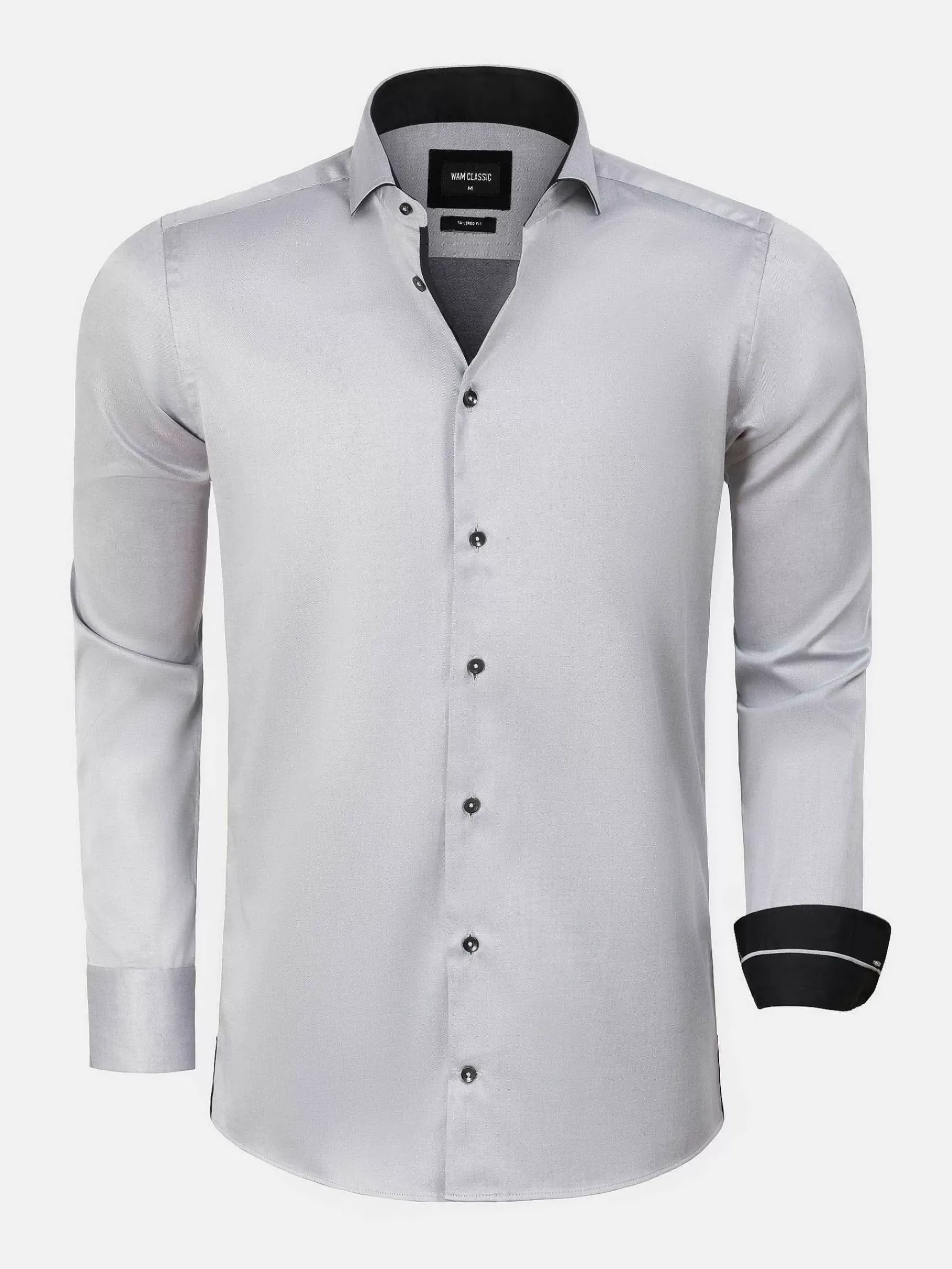 Wam Denim Terrassa Solid Grey Overhemd Lange Mouw| Overhemd Lange Mouwen