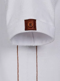 Wam Denim Textured Design Wahar V-Neck White T-Shirt| T-Shirts