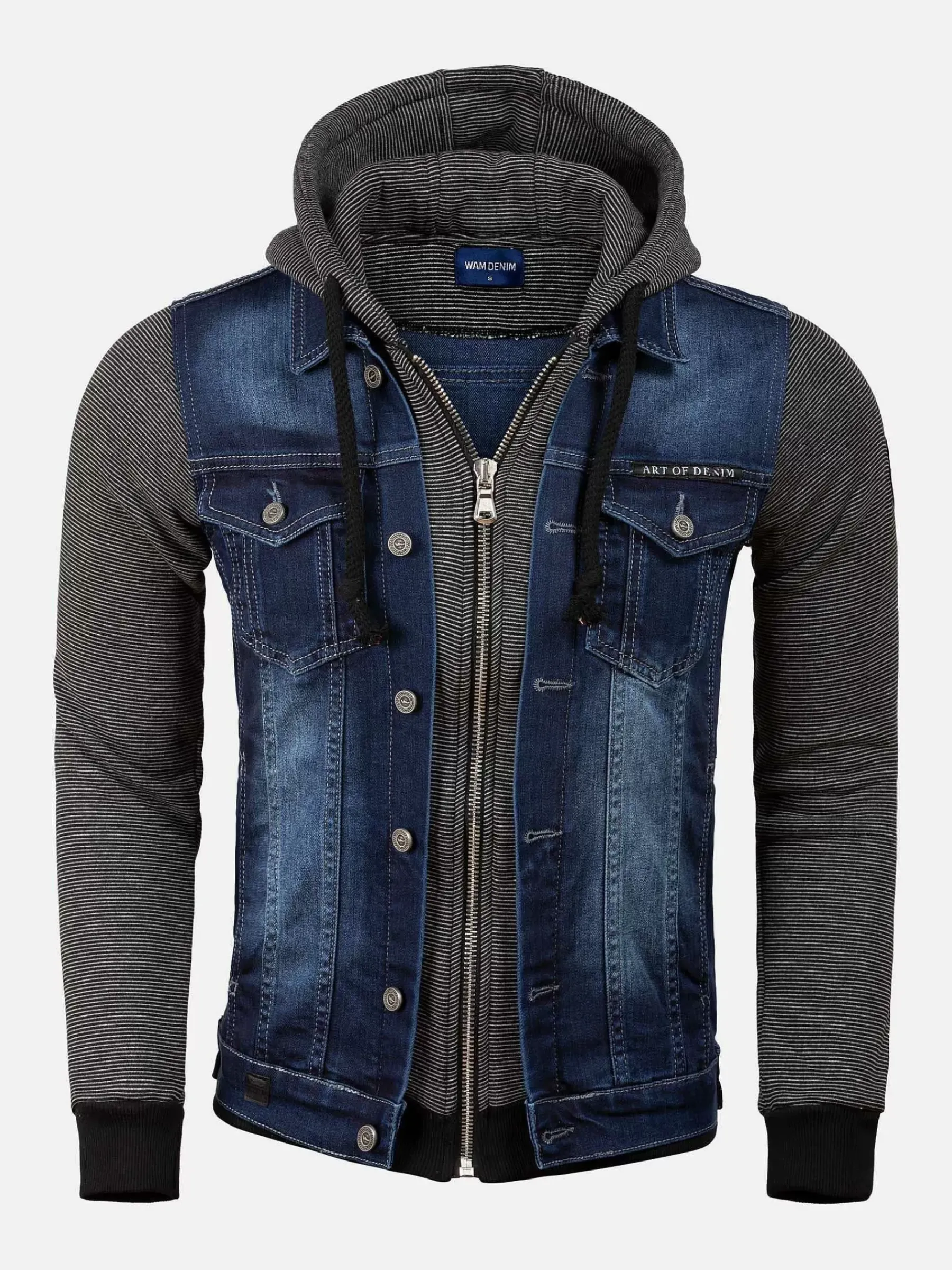 Wam Denim Thun Slim Fit Hoodie Navy Black Vesten| Vesten