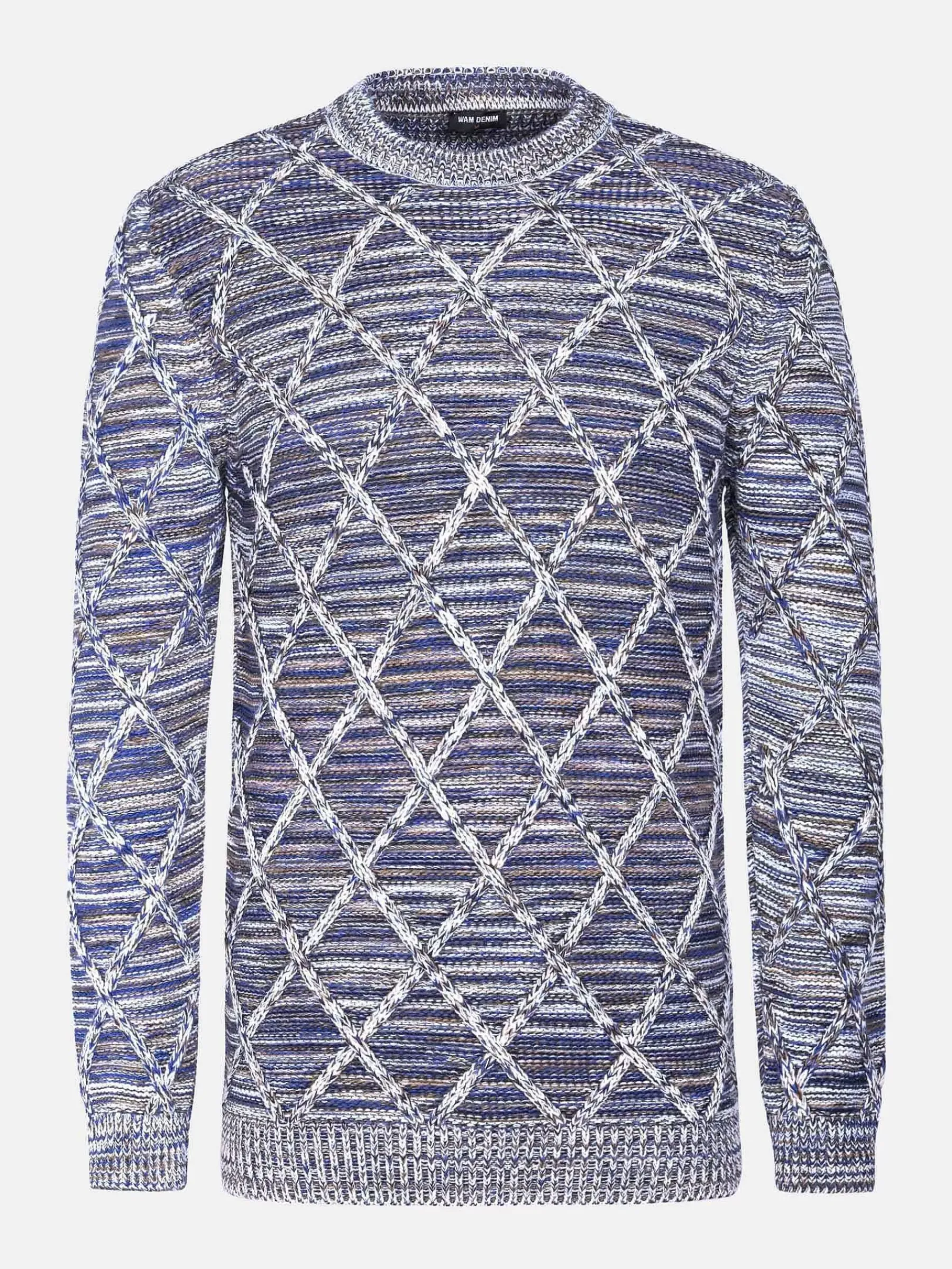 Wam Denim Truien 77520 Flinn Grey Royal Blue| Truien