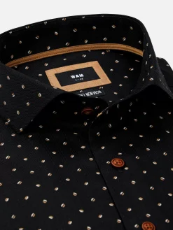 Wam Denim Verdantia Coffee Bean Pattern Black Overhemd Lange Mouw| Overhemd Lange Mouwen