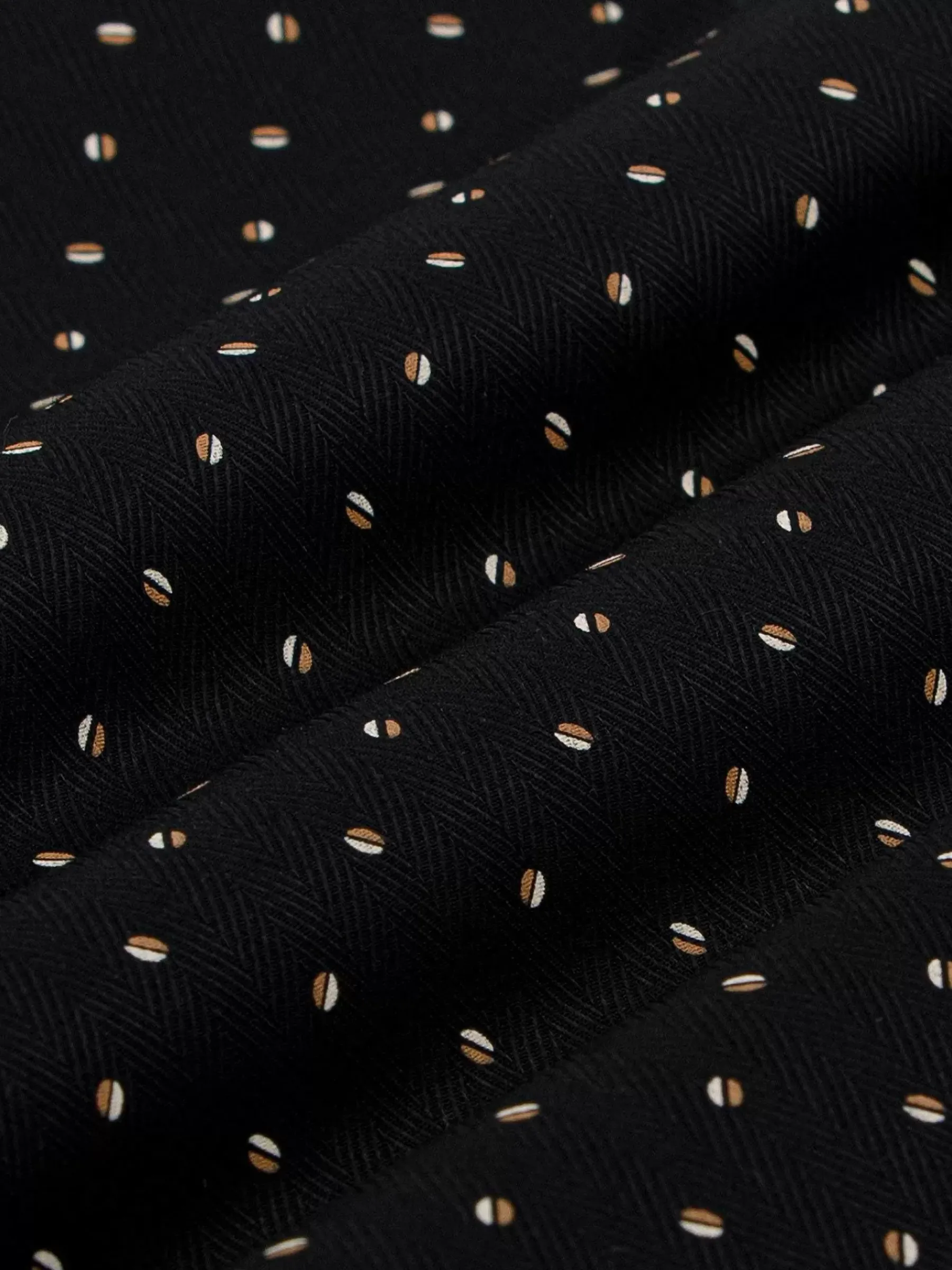 Wam Denim Verdantia Coffee Bean Pattern Black Overhemd Lange Mouw| Overhemd Lange Mouwen
