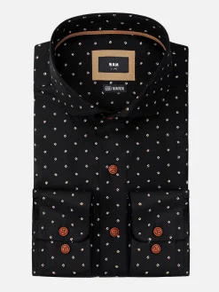 Wam Denim Verdantia Coffee Bean Pattern Black Overhemd Lange Mouw| Overhemd Lange Mouwen