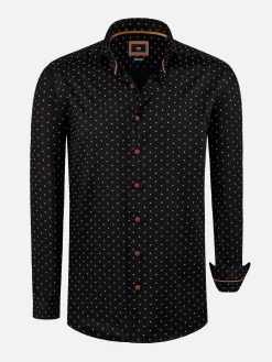 Wam Denim Verdantia Coffee Bean Pattern Black Overhemd Lange Mouw| Overhemd Lange Mouwen