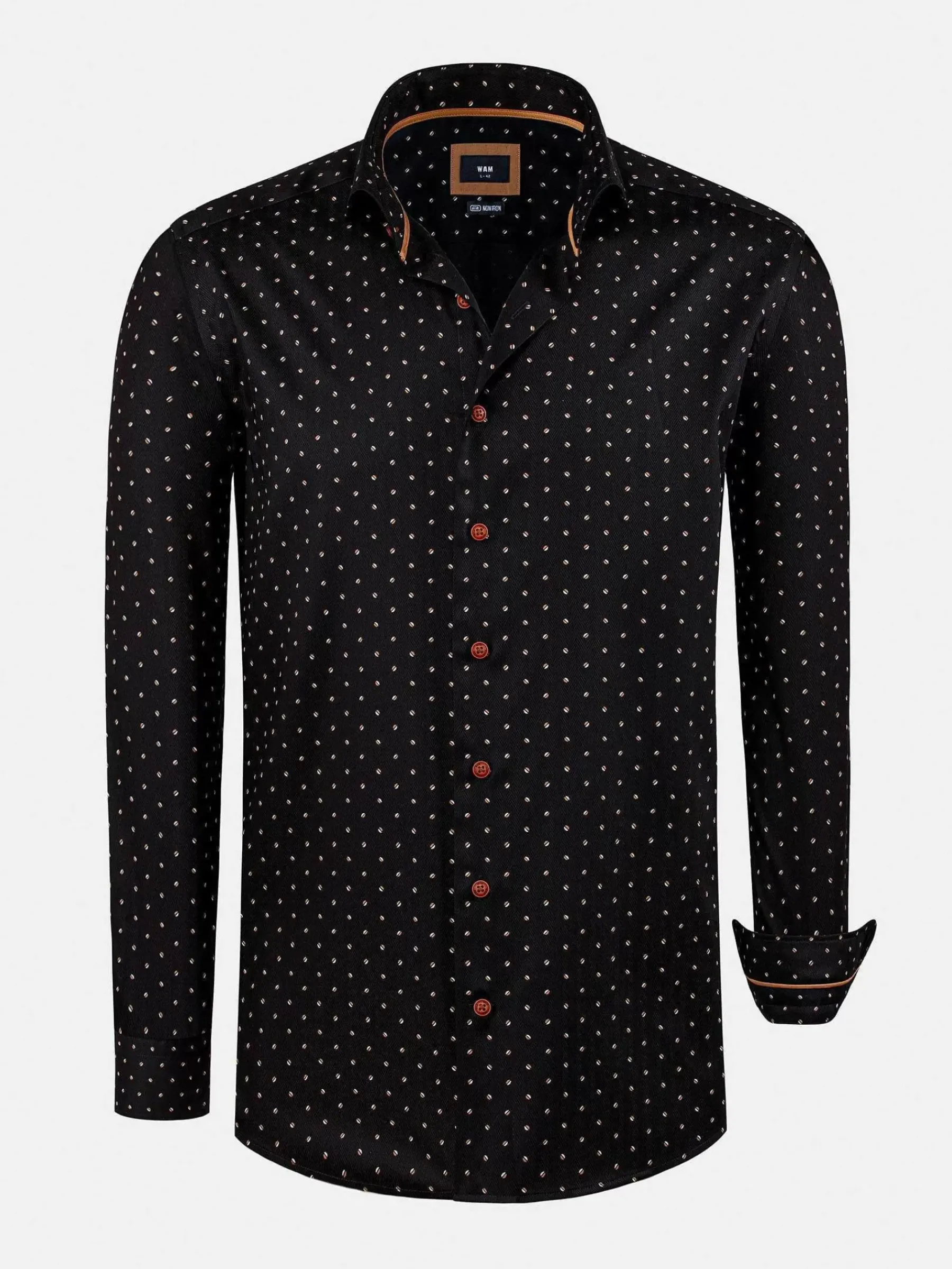 Wam Denim Verdantia Coffee Bean Pattern Black Overhemd Lange Mouw| Overhemd Lange Mouwen