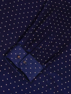 Wam Denim Verdantia Coffee Bean Pattern Navy Overhemd Lange Mouw| Overhemd Lange Mouwen