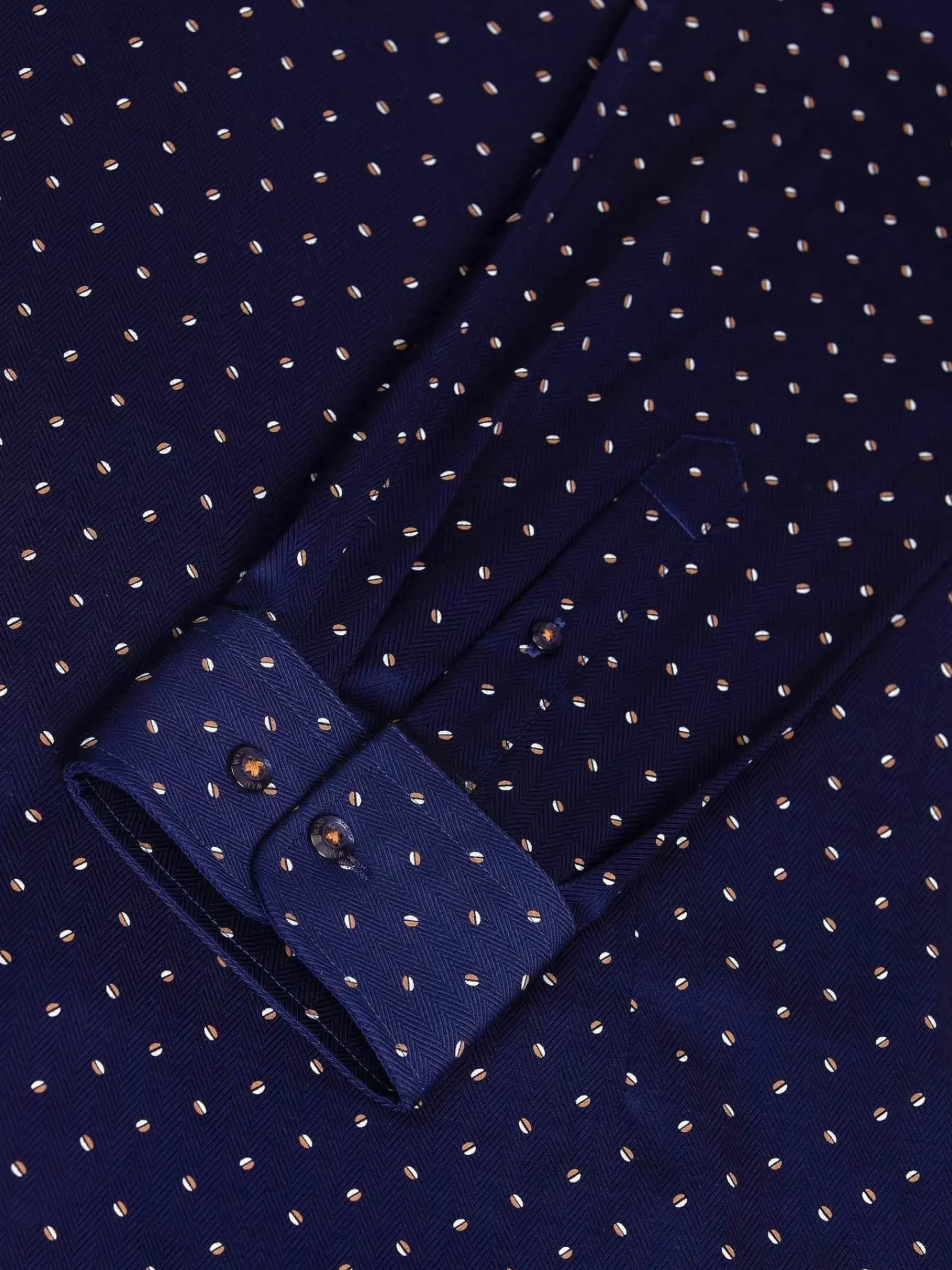 Wam Denim Verdantia Coffee Bean Pattern Navy Overhemd Lange Mouw| Overhemd Lange Mouwen