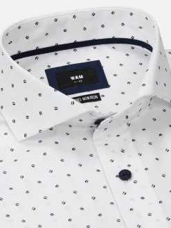 Wam Denim Verdantia Coffee Bean Pattern White Overhemd Lange Mouw| Overhemd Lange Mouwen