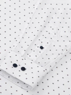 Wam Denim Verdantia Coffee Bean Pattern White Overhemd Lange Mouw| Overhemd Lange Mouwen