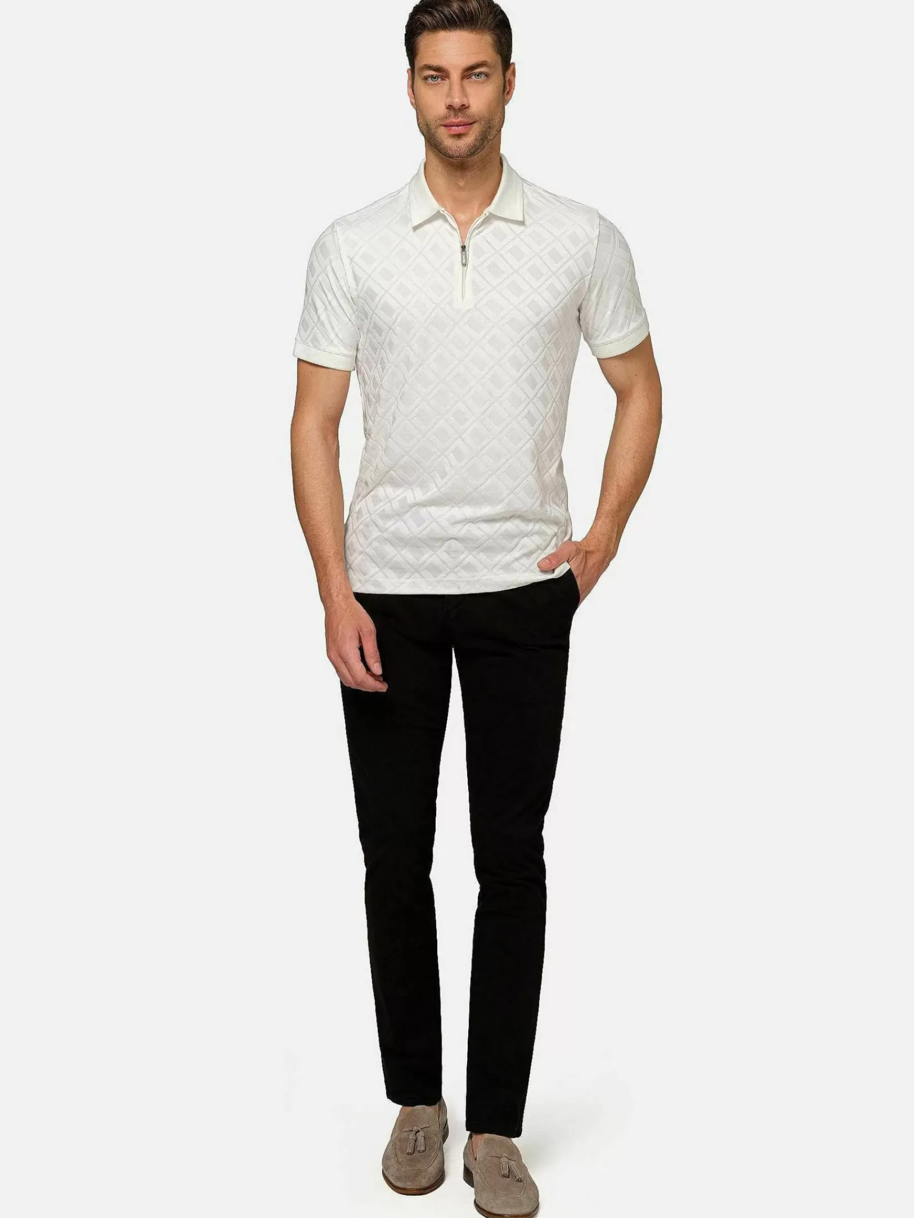 Wam Denim Vista Zipper White Polo| Polo'S