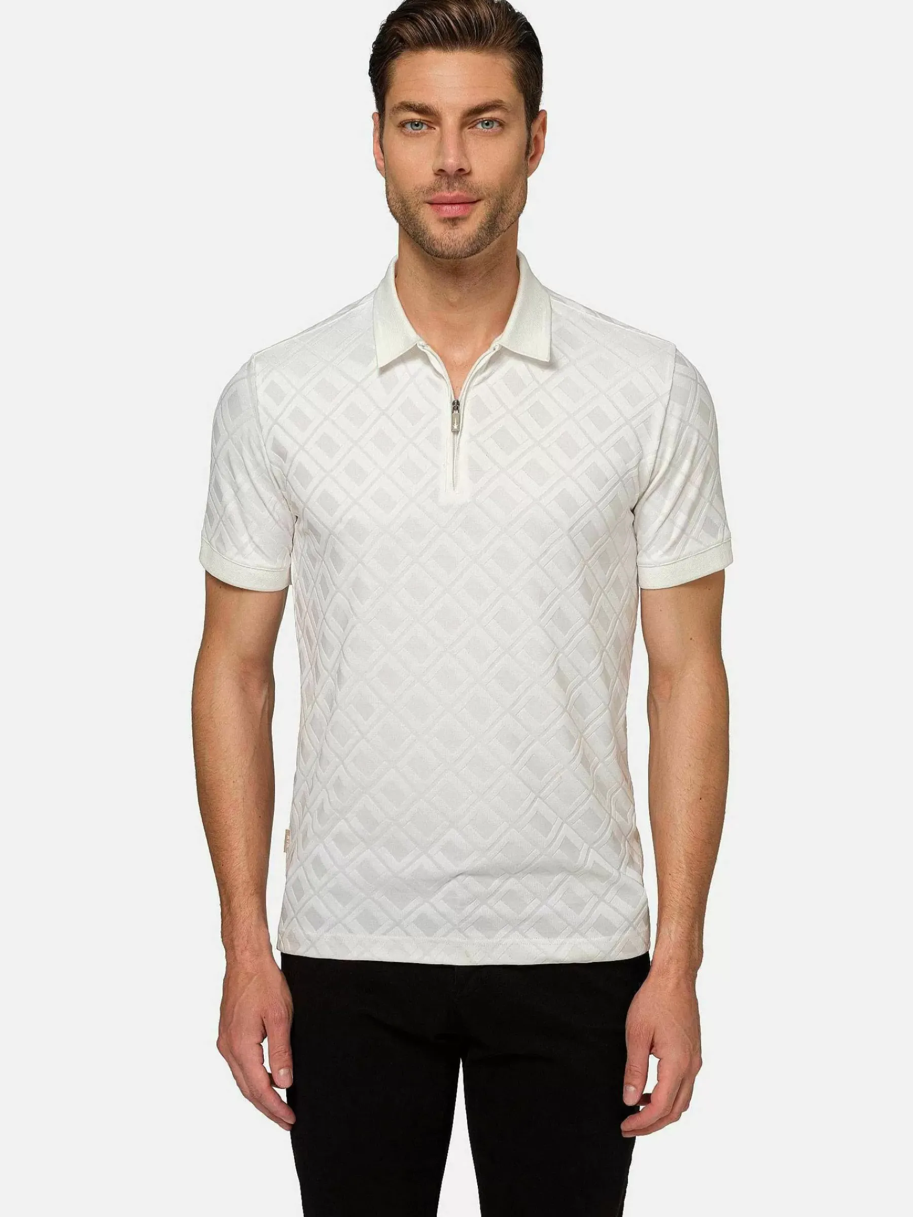 Wam Denim Vista Zipper White Polo| Polo'S