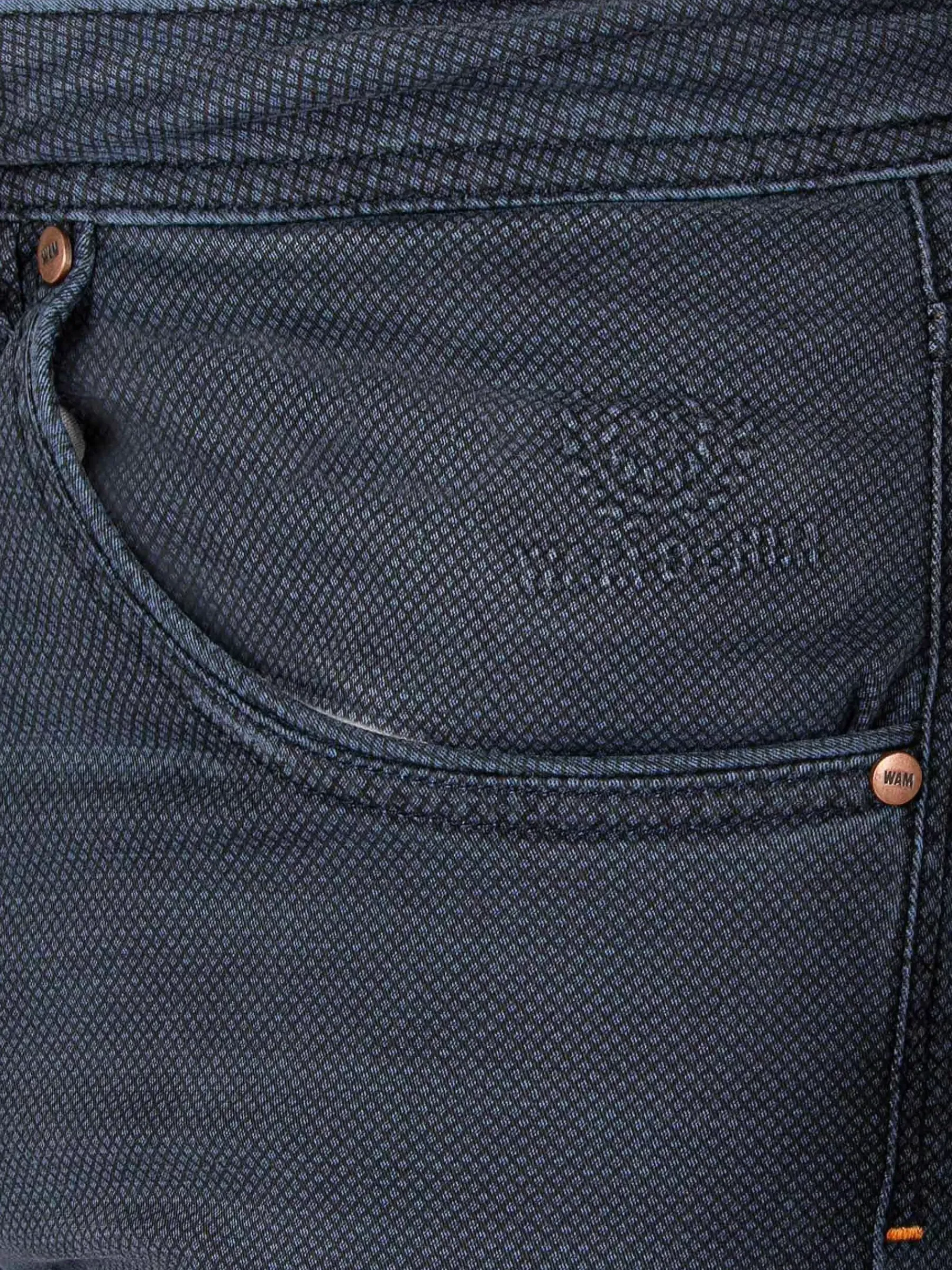 Wam Denim Zion Mini Check Slim Fit Navy Jeans| Jeans